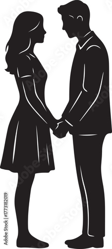  Silhouette of a loving couple holding hands, symbolizing romance, partnership, and togetherness in a heartfelt relationship.