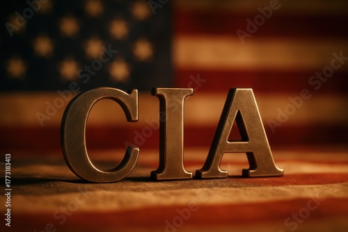 CIA Agency Emblem Against American Flag Background