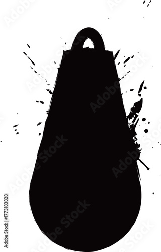 釣りのオモリの墨絵の釣り道具シルエットイラスト