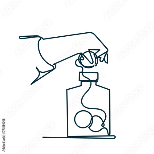 continuous line drawing hand put coin in to the jar