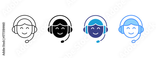 Customer Service icon set multiple style collection