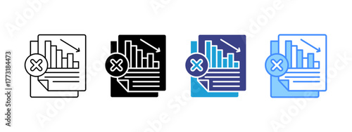 Decline icon set multiple style collection