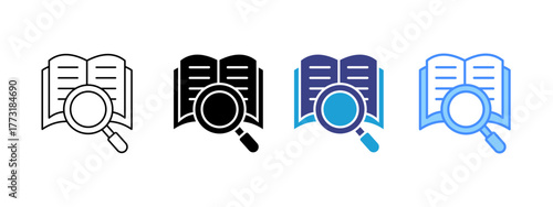 Research icon set multiple style collection
