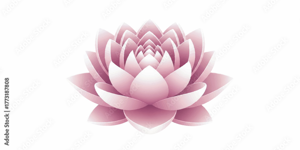 Fototapeta premium Elegant lotus flower artwork with soft pink and white gradients, layered petals, and balanced symmetry