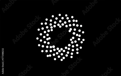 Vecteur abstrait de cercle composé de points blancs sur fond noir, design moderne