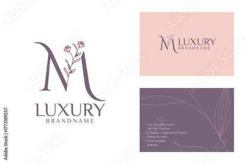 Elegant Feminine Floral Logo and Professional Business Card Design