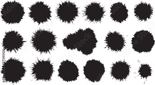 Ink blots and splashes in a variety of shapes and sizes, perfect for adding a touch of grunge or texture to any design project