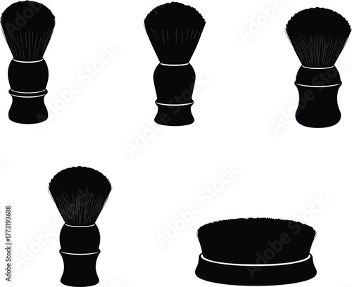 Shaving brush silhouette illustration, grooming tool artwork, barber accessory drawing, men’s grooming sketch, vintage shaving design, bathroom accessory, personal care