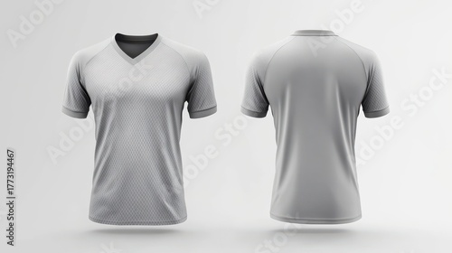 minimalistic sports jersey mockup, front and back view isolated on a white background