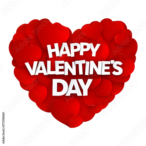 Happy Valentine’s Day 3D Red Heart Design – Romantic Love Greeting