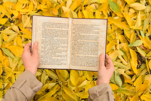 Female hands with book agai...