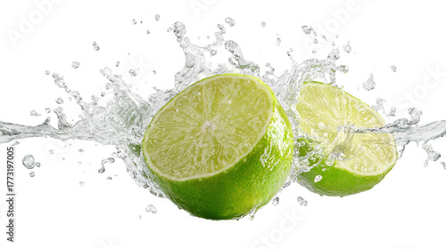 Ripe wedge of yellow lemon citrus fruit stand isolated on transparent background