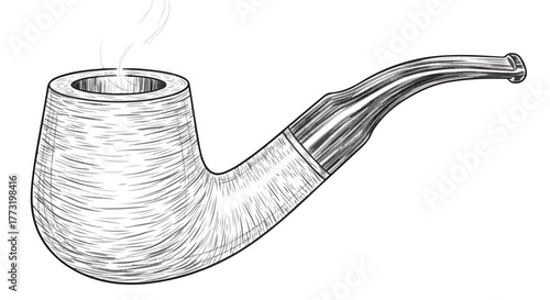 Smoking pipe minimalist vintage lifestyle vector line art illustration.