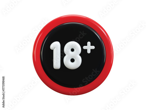 18 plus symbol icon 3d render concept of children restricted sign on harmful element, adult only icon vector illustration 