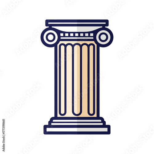 Column Vector Illustration Architectural Design Ionic Order in Modern Style