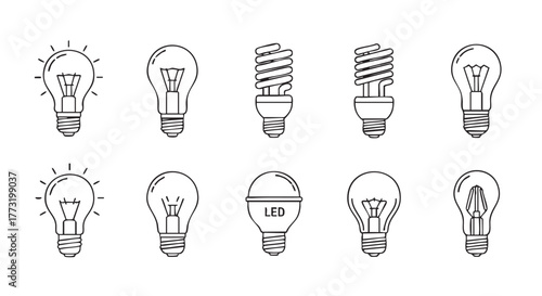 Four light bulbs illustration representing different states of inspiration