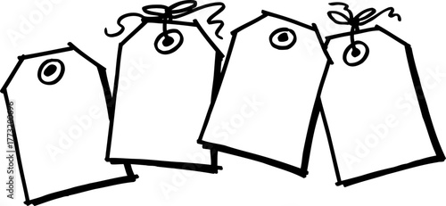 Three Hanging Labels in a Group