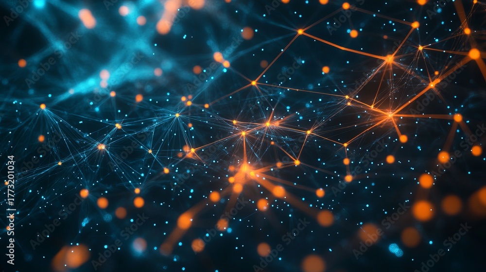 Obraz premium Stunning abstract network of glowing connections, perfect for technology, science, or futuristic concepts, creating a dynamic and visually captivating backdrop