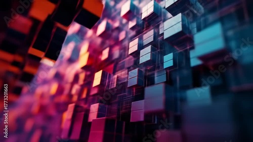 Abstract digital cubes forming a network modern background concept