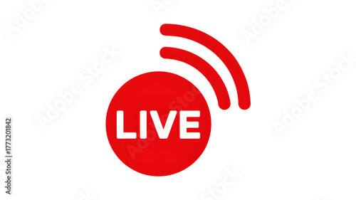 A red circle with the word live in white and a red wifi symbol on a black background image design