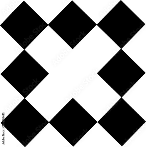 Checkered pattern with central X.