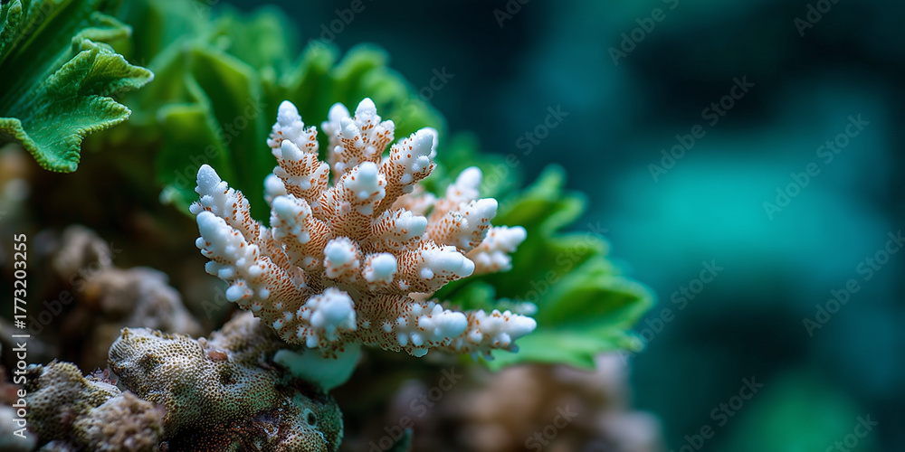 Naklejka premium Coral reefs and biodiversity loss solutions ocean depths nature photography aquatic environment close-up perspective