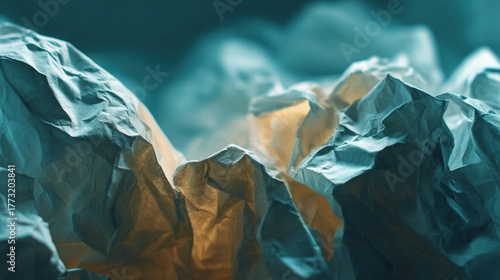 Close-Up of Crumpled White Paper with Intricate Textured Details