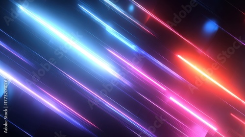 Futuristic Abstract Technology Background with Colorful Light Stripes