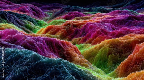 Vibrant Panoramic High-Detail Scan of Colorful Moist Dirt Landscape