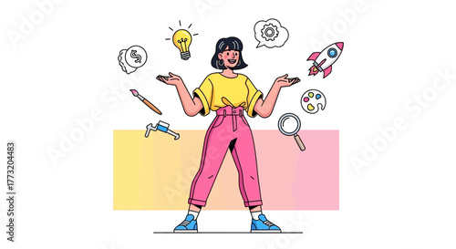 Creative Empowerment: A Bold Portrait Illustrating Ideas and Conceptualization Skills