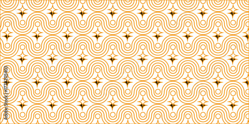 Seamless golden geometric pattern with art deco elements