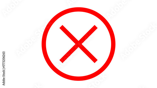 red cross checkmarks. wrong icons. Illustration of a bold red x mark centered on a white background indicating rejection or cancellation. website and app ui ux design