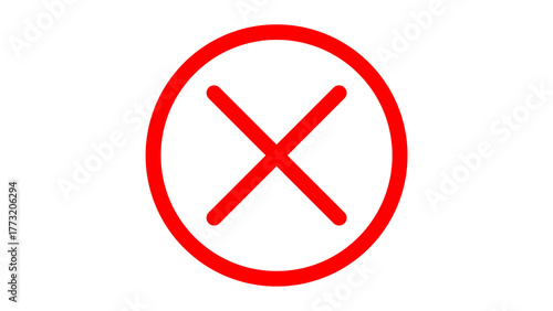 red cross checkmarks. wrong icons. Illustration of a bold red x mark centered on a white background indicating rejection or cancellation. website and app ui ux design