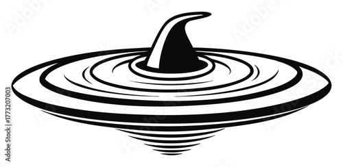 Monochromatic ripple effect with a dynamic central vortex and circular waves. Symbolizes impact, movement, water, mystery, and abstract energy. Perfect for logo or game icons.