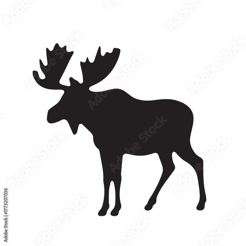 Set of black moose silhouettes in various poses.