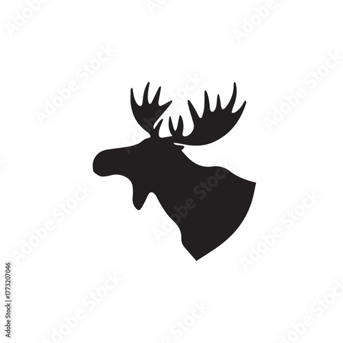 Set of black moose silhouettes in various poses.
