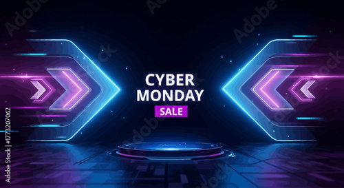 Cyber Monday Neon Arrow Direction Background