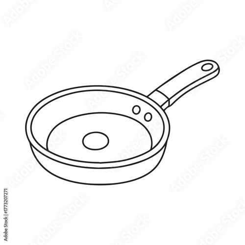 Simple Frying Pan Outline for Creative Kitchen-Themed Coloring Book Page.