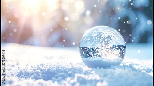 Snow Globe Winter Scene.