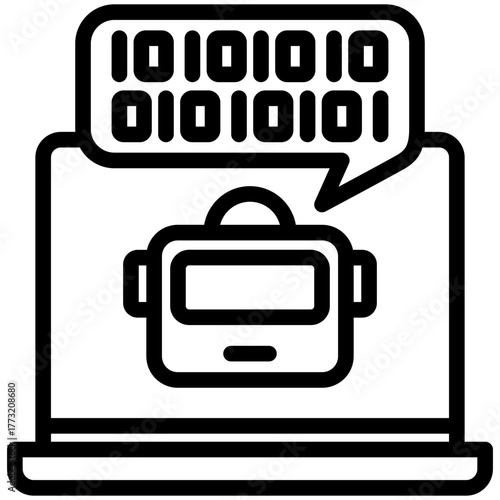Coding Process Icon, Mini Illustration Relate To Industry 4-0, Modern Industry. Use For Modern Concept, Ui, Ux Web And App Development.