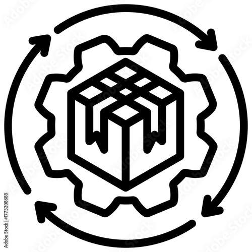 Automation Icon, Mini Illustration Relate To Industry 4-0, Modern Industry. Use For Modern Concept, Ui, Ux Web And App Development.