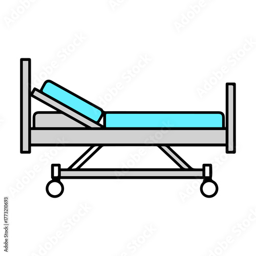 Hospital bed, medical bed icon isolated on white, patient bed, healthcare equipment, recovery bed, emergency ward, clinical furniture, ICU bed, treatment room, healthcare facility, hospital equipment,