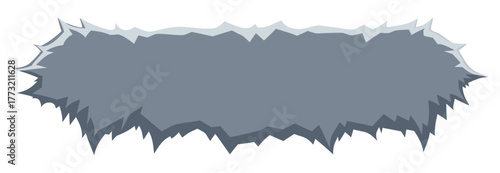 Abstract horizontal banner or button with sharp, jagged, and icy edges, conveying cold, danger, winter, or a frozen, spiky texture. Ideal for game assets and rugged design elements.