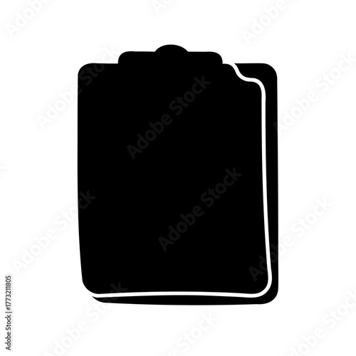 Simple black clipboard icon with white outline, used for note taking