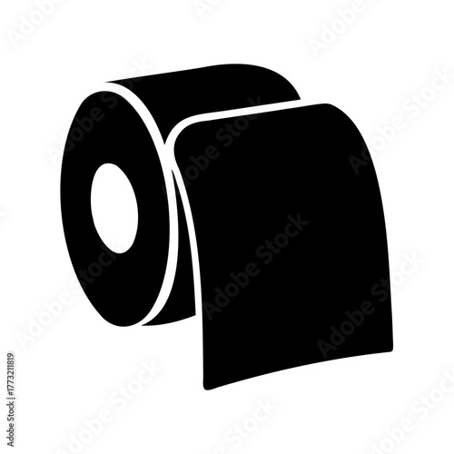 A Roll of Black Toilet Paper Ready for Use in Restroom