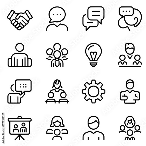 Soft Skills and Team Work Editable Stroke Line Icon Set for with Clean Pixel Perfect Designs that are Editable Scalable and Ideal for all Creative Web, Apps, Print and Branding Industries