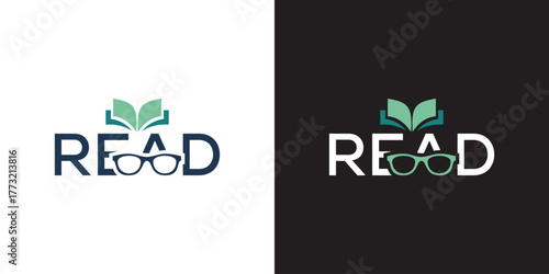 reading book logo logo design lettering read logo
