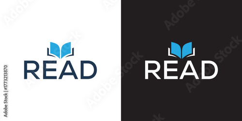 reading book logo logo design lettering read logo
