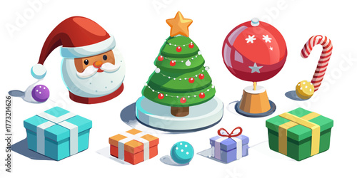 Christmas Icon Set — Festive Holiday Symbols and Decorations in Modern Vector Styles