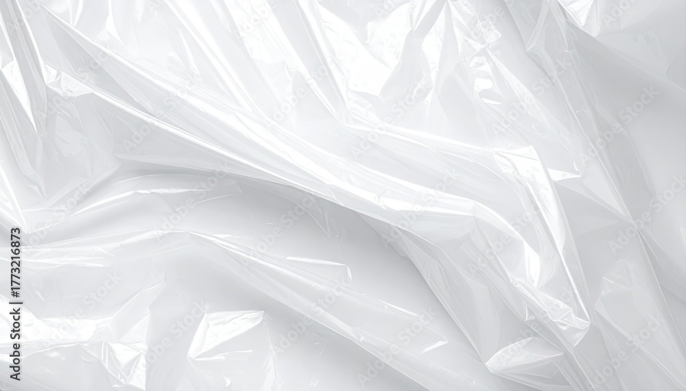 Obraz premium Wrinkled, translucent plastic reflects bright overhead light
